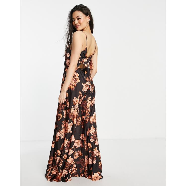 Black tie floral clearance dress