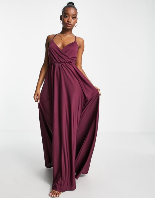 Asos burgundy best sale maxi dress