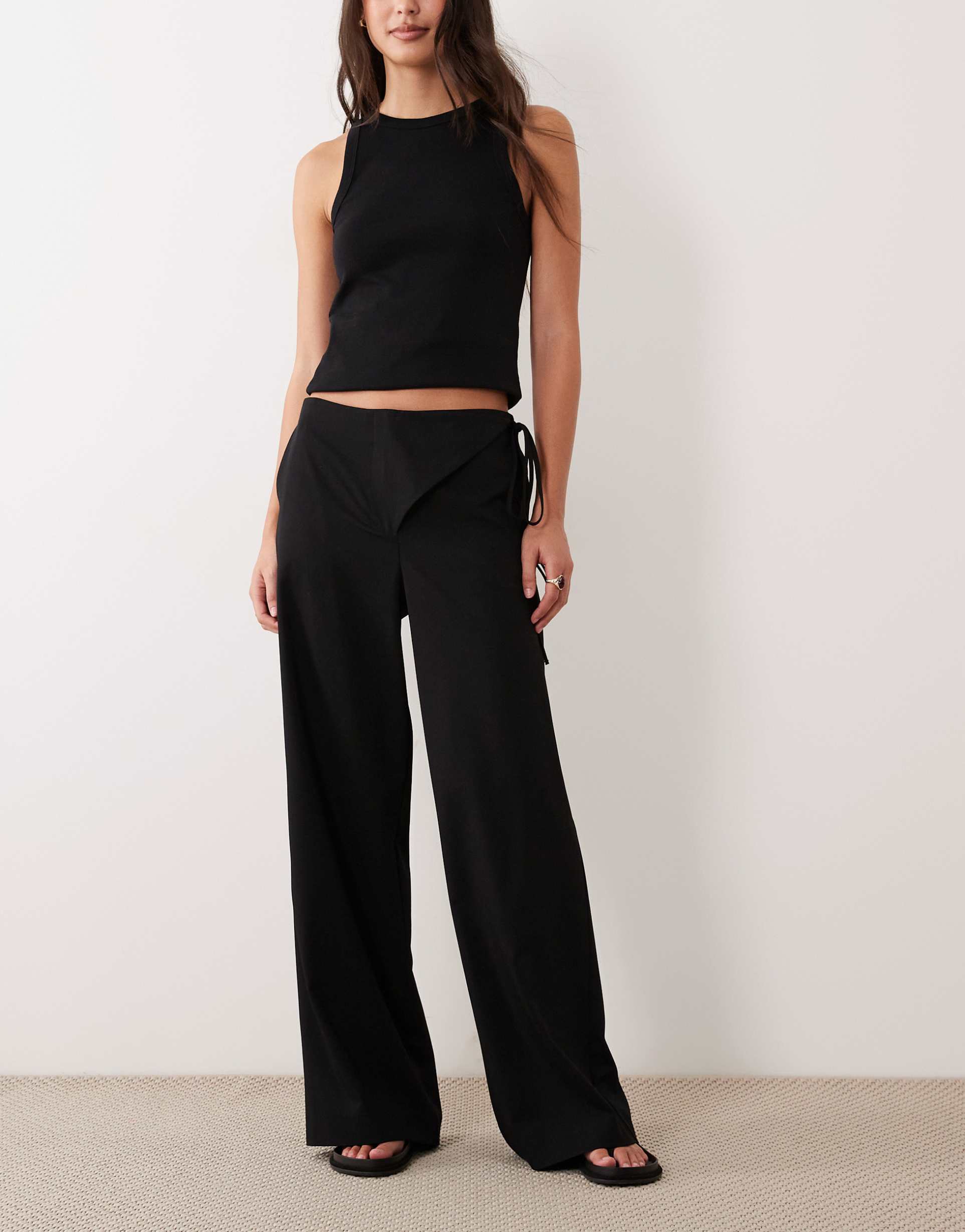 asos design wrap front tie detail tailored pants in