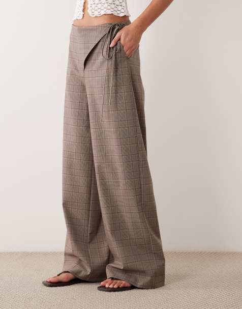 ASOS DESIGN wrap front tie detail tailored pants in - view 1