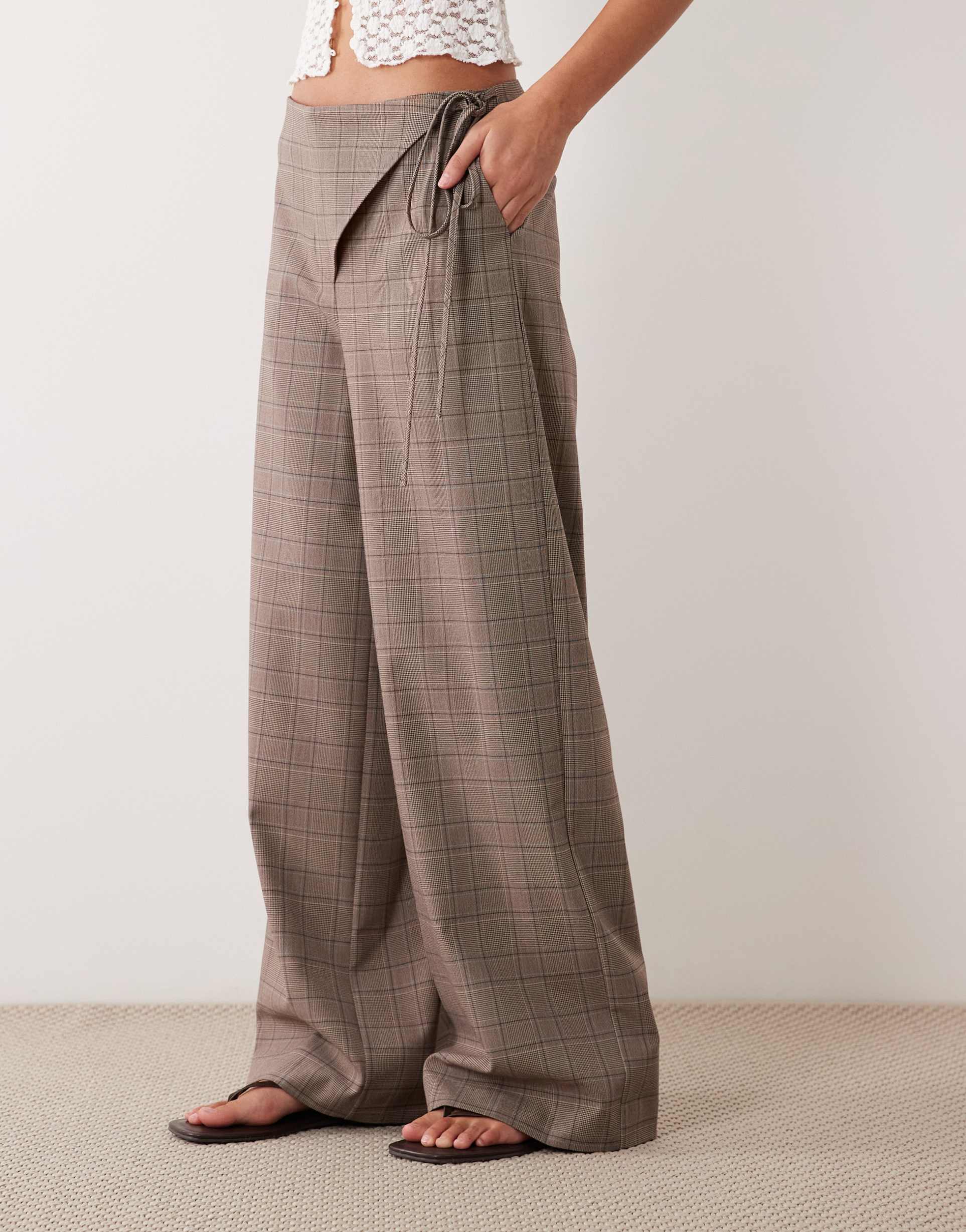 asos design wrap front tie detail tailored pants in