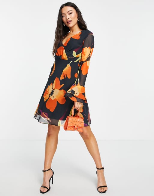 Asos design tie outlet wrap around mini dress