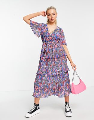 asos floral pleated dress