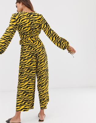 yellow animal print jumpsuit