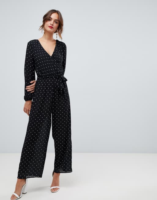 Polka dot cheap wrap jumpsuit