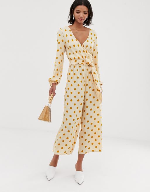 polka dot wrap jumpsuit