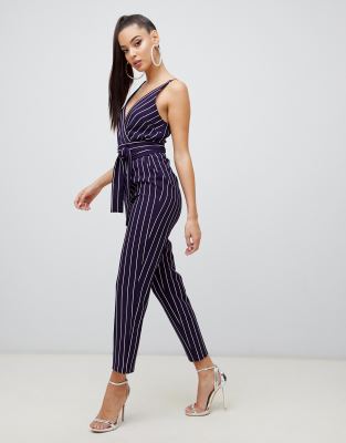 asos design wrap jumpsuit with self belt