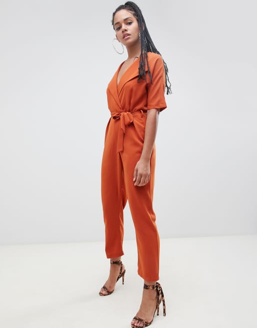 Asos design wrap jumpsuit with self belt online