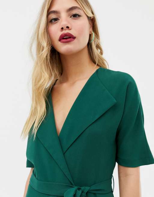 Asos design wrap jumpsuit with sale self belt