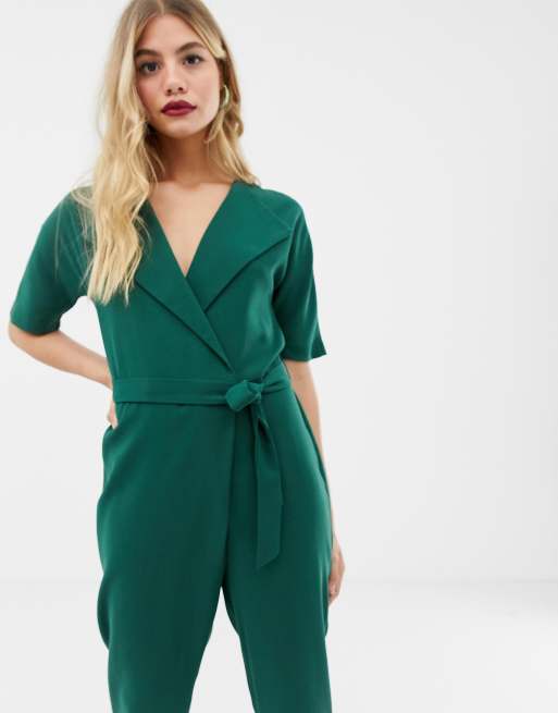 Asos design wrap store jumpsuit with self belt