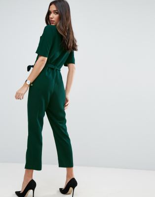 green wrap jumpsuit