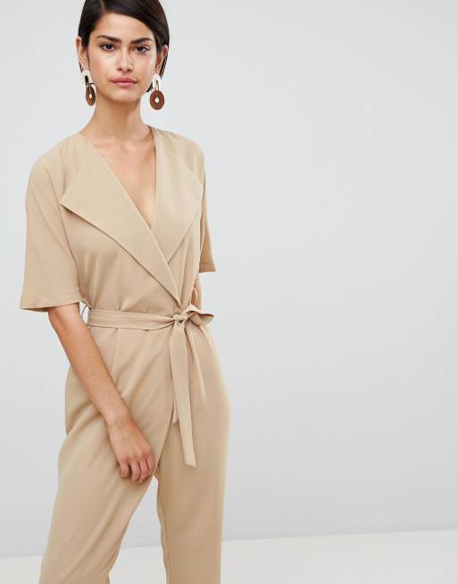 Asos design wrap jumpsuit with clearance self belt