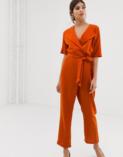 Asos design wrap jumpsuit with sale self belt