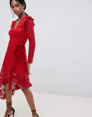 asos red lace dress