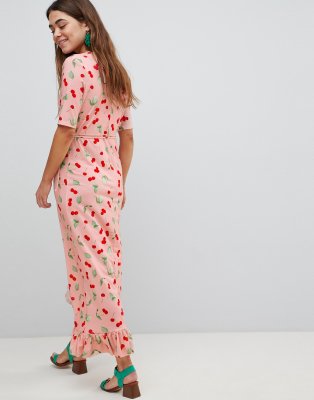 cherry print maxi dress