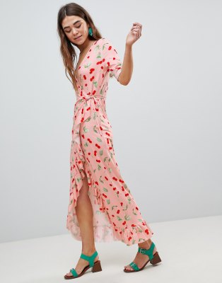 cherry print maxi dress