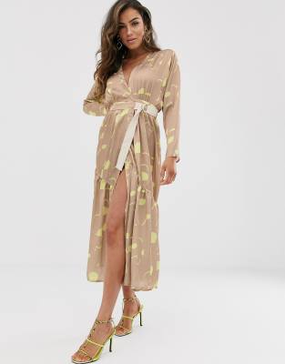 printed wrap maxi dress