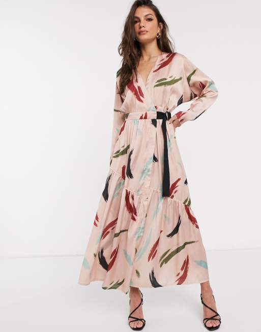 Image result for ASOS DESIGN wrap maxi dress in contemporary print"