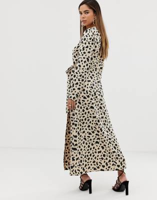 animal print wrap maxi dress