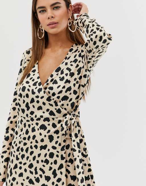 Asos leopard hot sale print wrap dress