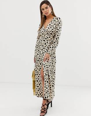 leopard print wrap maxi dress