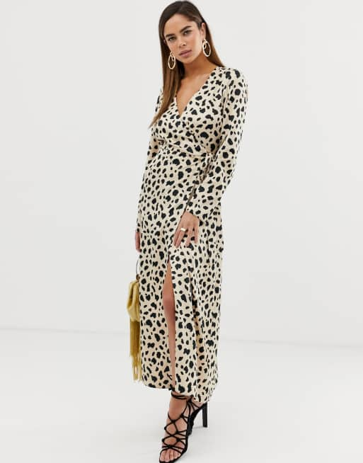 Asos leopard shop wrap dress