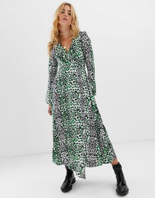 neon green leopard print dress