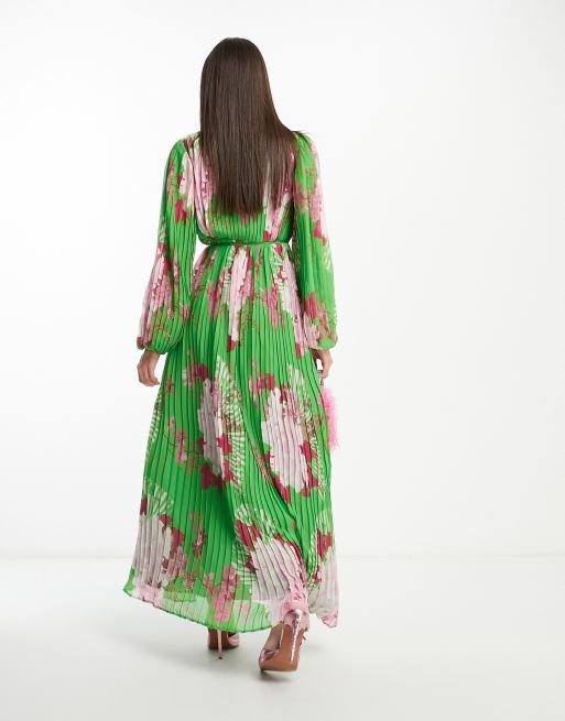 Asos green outlet floral maxi dress