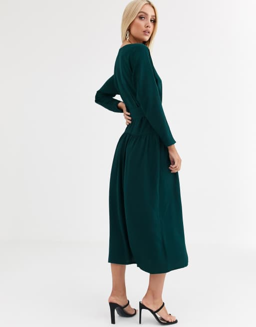 Asos design wrap maxi shop dress with buckle belt