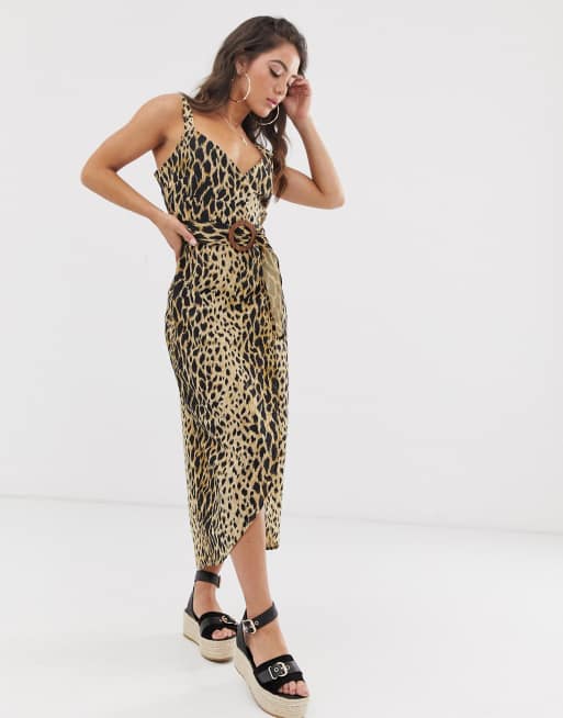 Asos leopard 2025 wrap dress