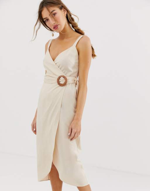 Asos design wrap maxi 2025 dress with buckle belt