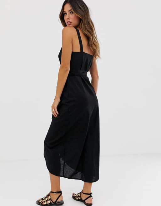 Asos design wrap maxi 2025 dress with buckle belt