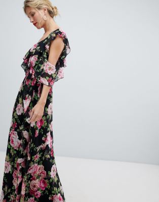 floral maxi dress with ruffles