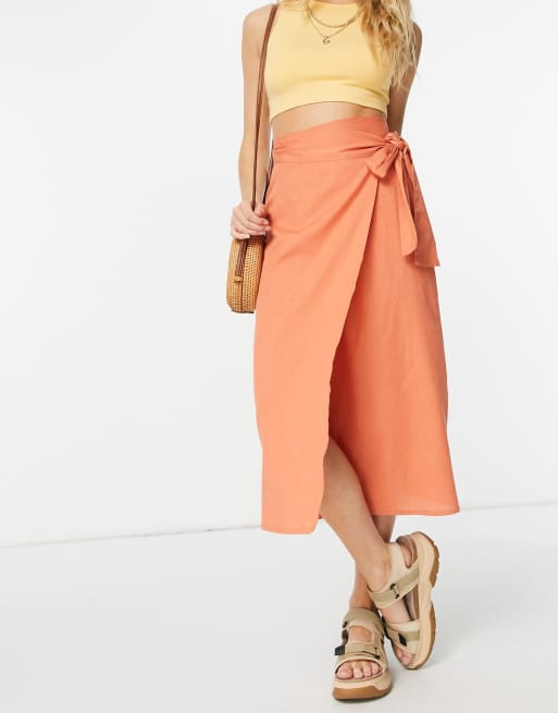 Asos design high waist midi skirt with outlet tie