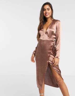 asos design wrap midi dress