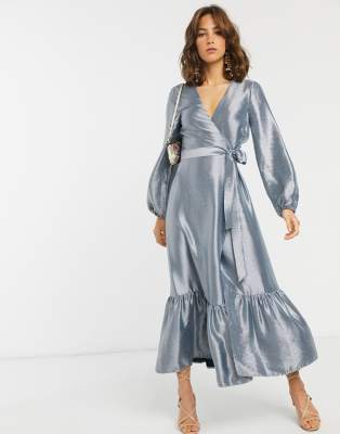 silver taffeta dress