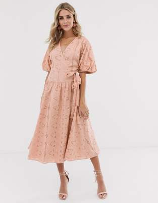 asos design wrap midi dress