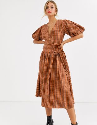 asos design wrap midi dress