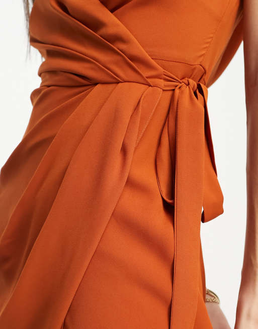 Asos orange best sale wrap dress