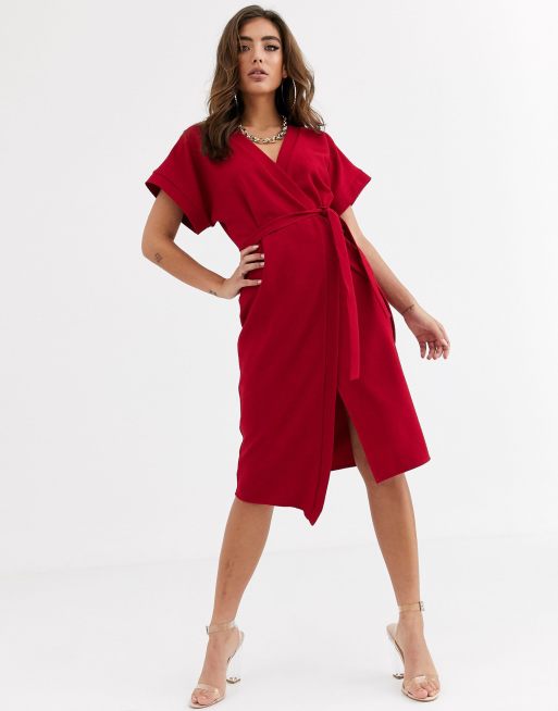 Asos red hot sale wrap dress