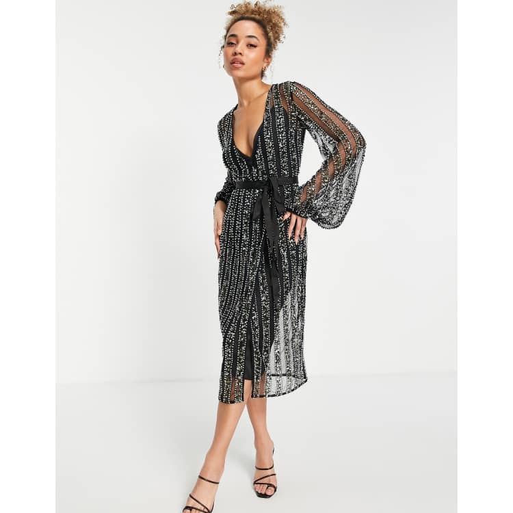 asos design sexy pencil midi dress with embellished panels ASOS Design Square Neck Pleated bust Midi Pencil Dress in light Pink