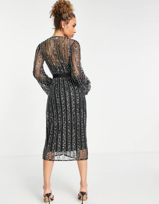 Asos design sexy pencil midi outlet dress with embellished panels