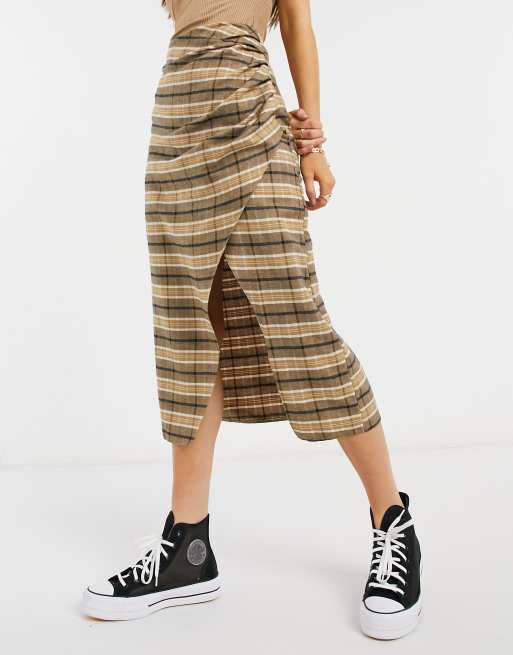 Asos check midi outlet skirt