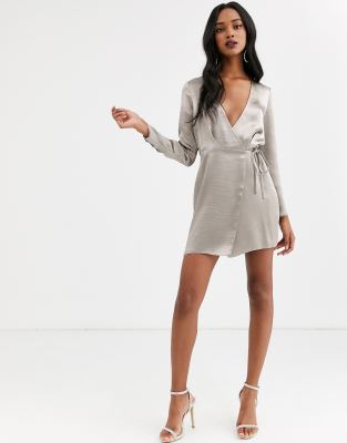 asos design wrap mini dress