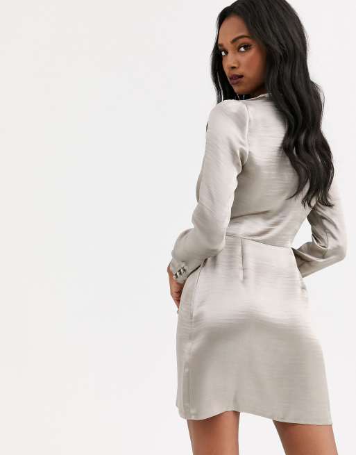 asos design wrap mini dress in high shine satin ASOS | Dresses | Nwt Asos Wrap Mini Dress In High Shine Satin