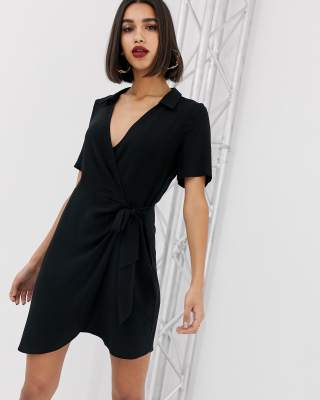 asos design wrap mini dress