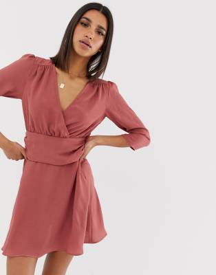 asos design wrap mini dress