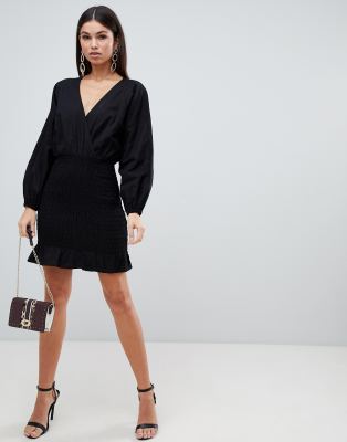 asos design mini dress with wrap skirt