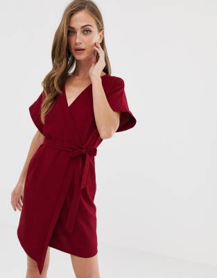 asos design wrap mini dress