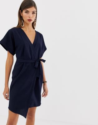 navy wrap mini dress